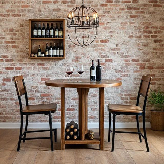 VinoRest Oak Bar Chairs and Table Set